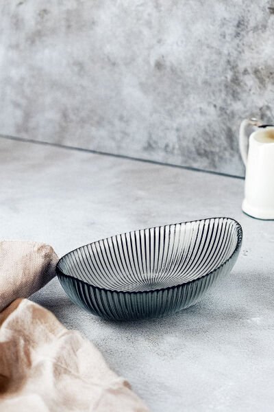 Lille - Derin Oval Cam Kase Füme 20 cm