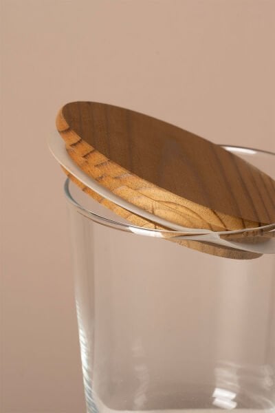 Motto - 6'lı Çam Ağacı Vakum Kapaklı Etiket Hediyeli Cam Saklama Kabı Baharatlık Seti 315 ml