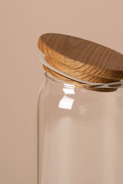 Lizbon - 6'lı Çam Kapaklı Vakumlu Cam Saklama Kabı Baharatlık 420 ml