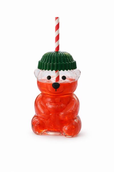 2'li Barista Cam Soğuk İçecek Bardağı Sevimli Ayıcıklı Bardak 550 ml