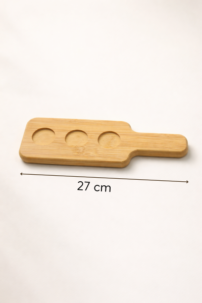 3’lü Bambu Mini Bardak Altlığı Sunum Standı 27 cm