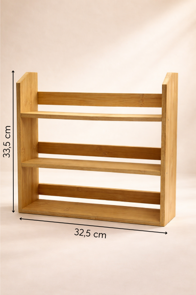 Prime - 3 Katlı 25 Parça Saklama Kabı Organizer Bambu Standlı Baharatlık Seti