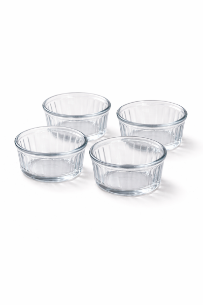 Pyrex 4'lü Isıya Dayanıklı Bor Cam Kase Çizilmez Fırın Sufle Kabı 250 ml