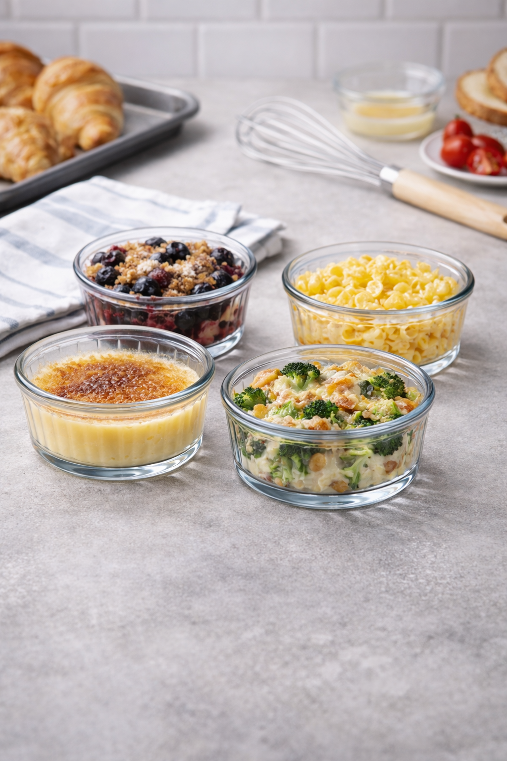 Pyrex 4'lü Isıya Dayanıklı Bor Cam Kase Çizilmez Fırın Sufle Kabı 250 ml