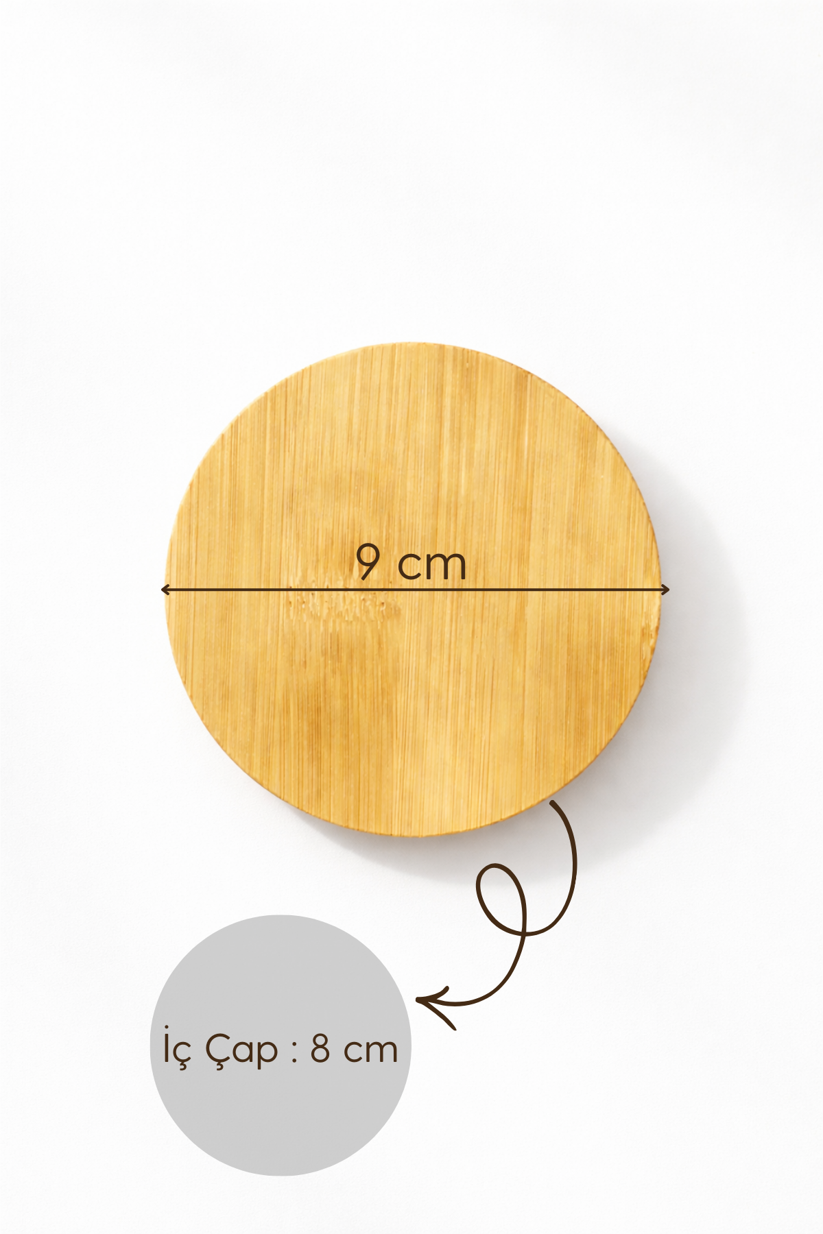 Aero - 9 cm 2'li Bambu Silikon Contalı Sızdırmaz Vakumlu Kavanoz Kapak