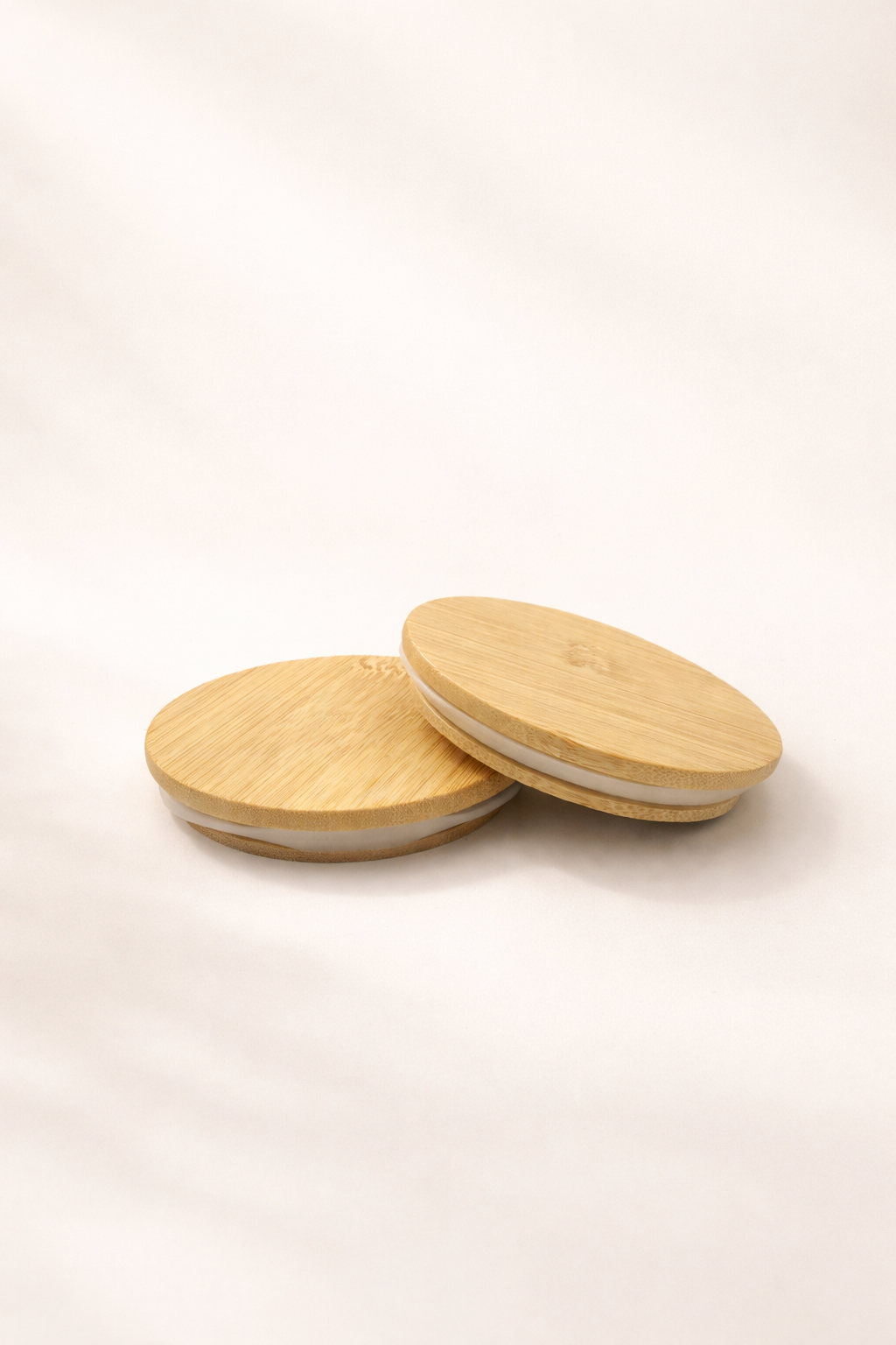 Aero - 9 cm 2'li Bambu Silikon Contalı Sızdırmaz Vakumlu Kavanoz Kapak