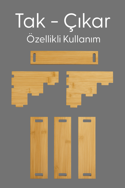 Tak - Çıkar Özellikli Ahşap Baharatlık Düzenleyici Organizer Stand Büyük