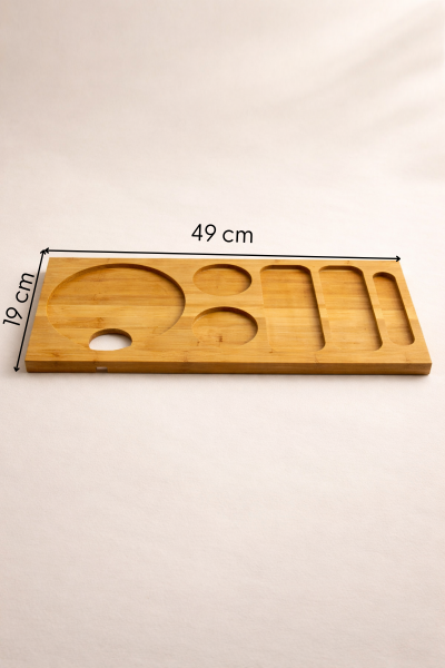 Pera - Bambu Tezgah Üstü Sunumluk Kahve Köşesi Organizer Stand Büyük 49 cm