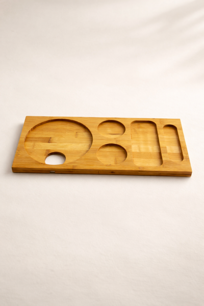 Pera - Bambu Tezgah Üstü Sunumluk Kahve Köşesi Organizer Stand Küçük 41 cm