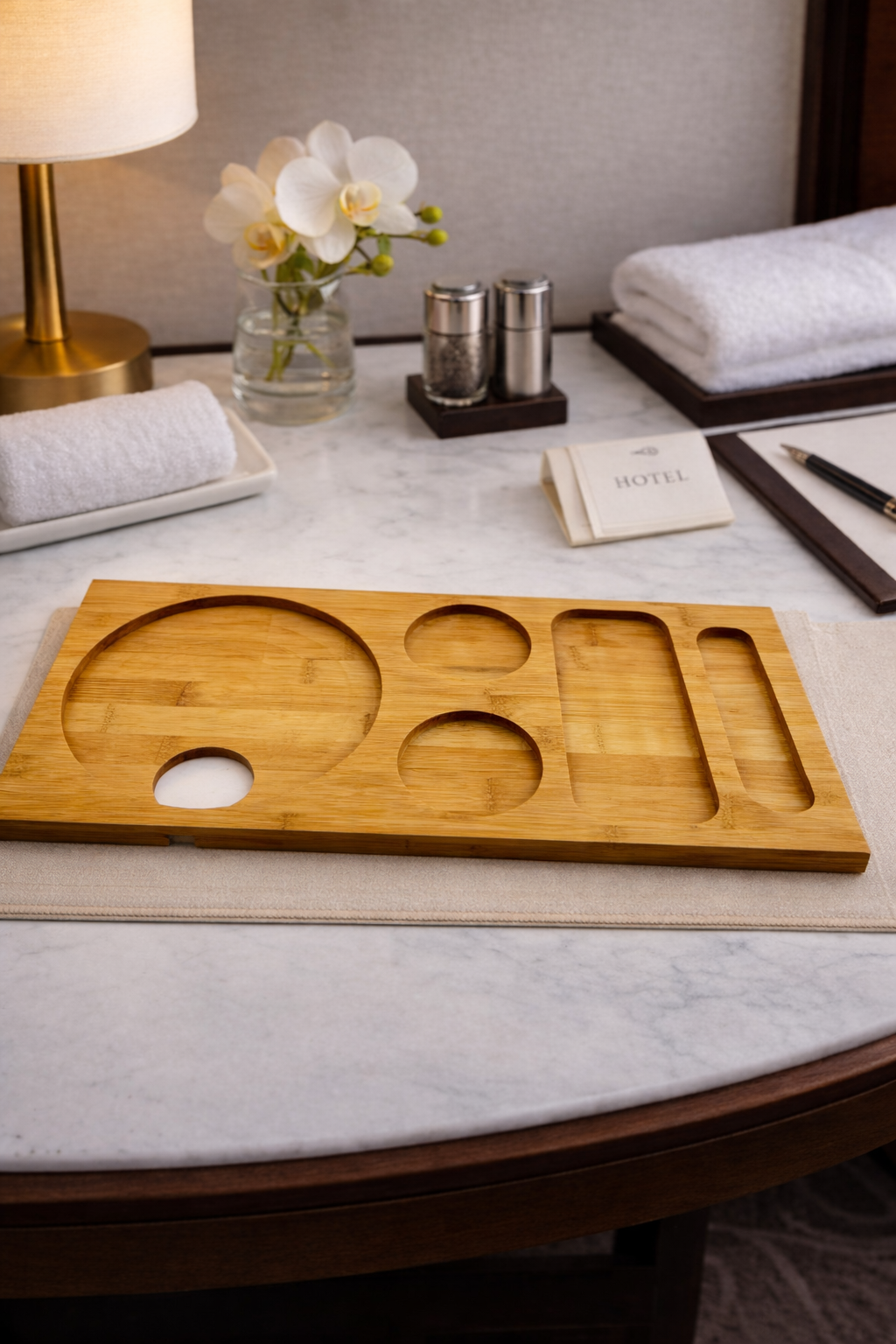 Pera - Bambu Tezgah Üstü Sunumluk Kahve Köşesi Organizer Stand Küçük 41 cm