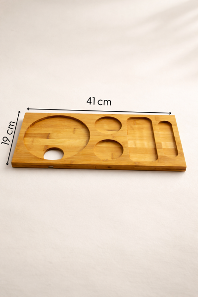 Pera - Bambu Tezgah Üstü Sunumluk Kahve Köşesi Organizer Stand Küçük 41 cm