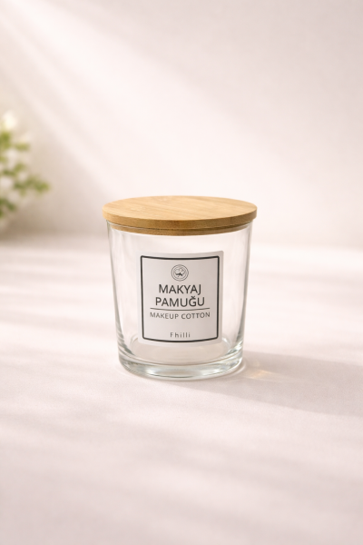 Carlin - 2'li Bambu Kapaklı Standlı Banyo Cam Kavanoz Seti Dekoratif Banyo Düzenleyici 350 cc