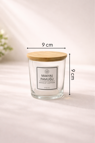 Carlin - 4'lü Bambu Kapaklı Standlı Banyo Cam Kavanoz Seti Dekoratif Banyo Düzenleyici 350 cc