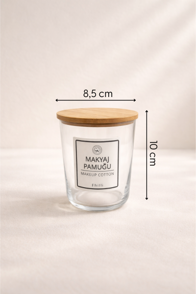 Marlin - 4'lü Bambu Kapaklı Standlı Banyo Cam Kavanoz Seti Dekoratif Banyo Düzenleyici 315 cc