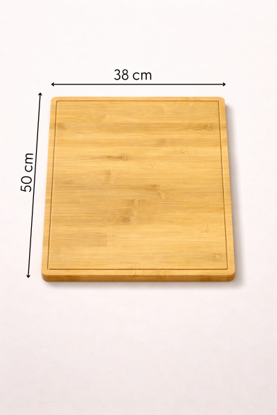 Major - Geniş Yüzeyli Doğal Bambu Kesme Tahtası Oluklu Et Sebze Doğrama Panosu Büyük Boy 50 x 38 cm