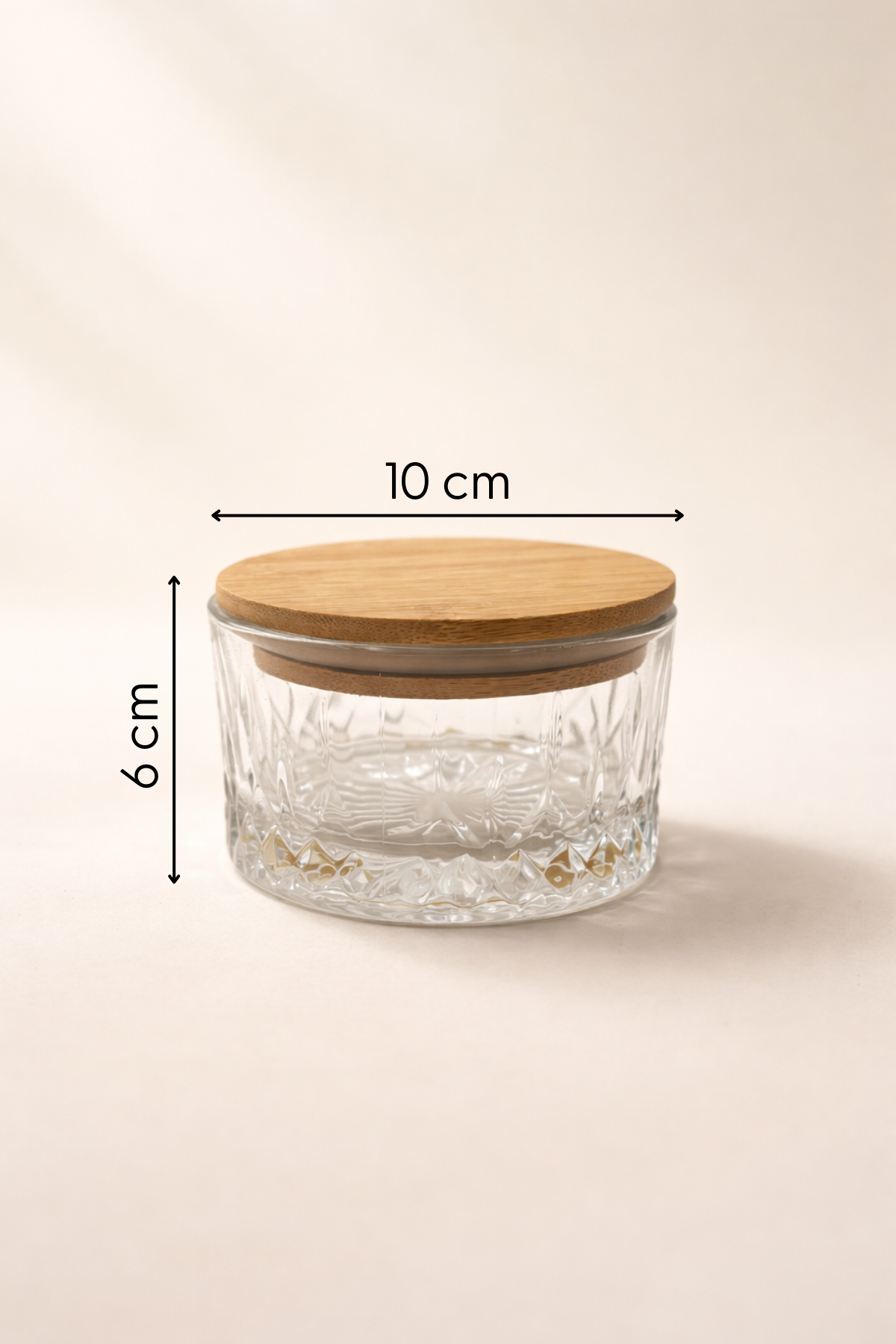 Queen - 6'lı Bambu Vakum Kapaklı Cam Kahvaltılık Çerezlik 260 ml