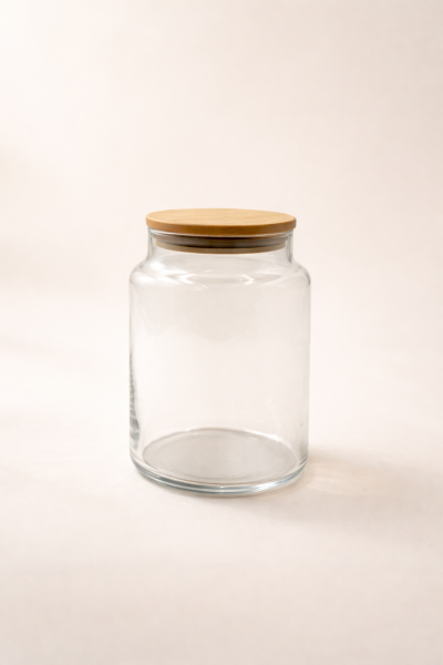 Fiona - 6'lı Vakumlu Bambu Kapaklı Orta Boy 900 ml Kavanoz Takımı