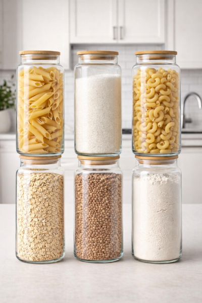 Fiona - 6'lı Vakumlu Bambu Kapaklı Büyük Boy 1400 ml Kavanoz Takımı