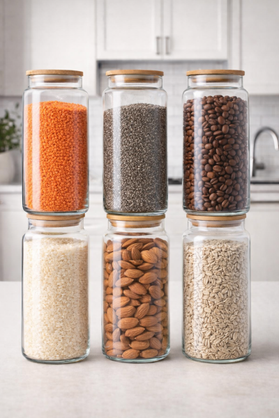 Fiona - 18'li Vakumlu Bambu Kapaklı 630 - 900 - 1400 ml Kavanoz Takımı