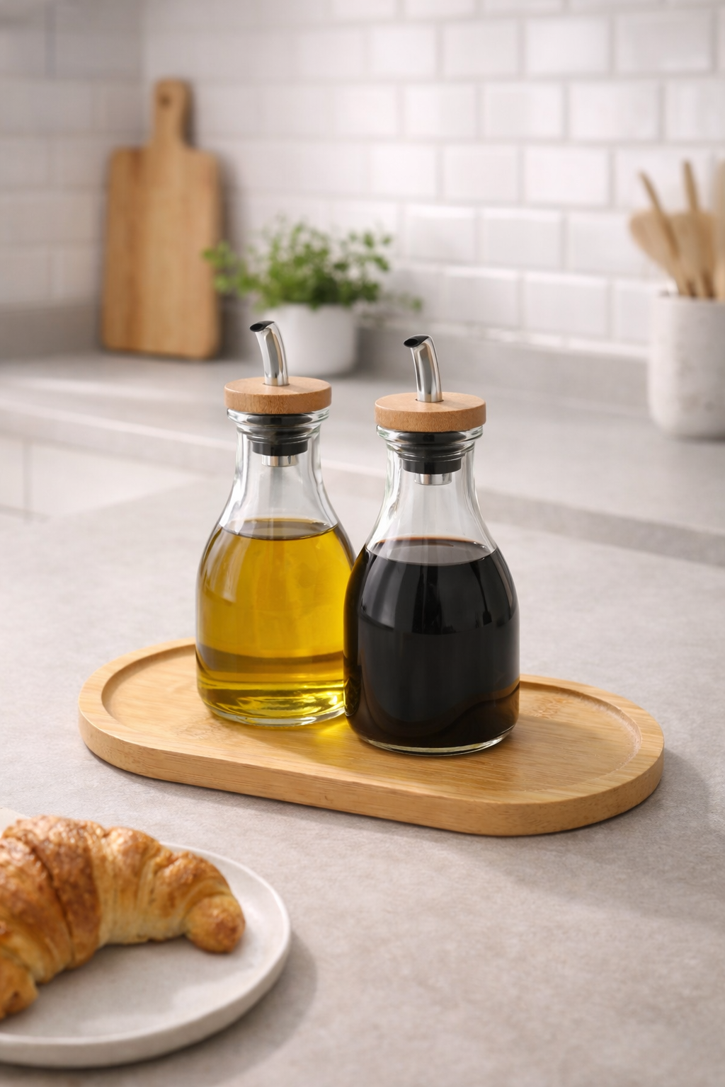 Oval Sunum Tepsisi Bambu Organizer Ve Yağdanlık Altlığı Yemek Tabağı 22,5 cm