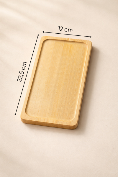Dikdörtgen Sunum Tepsisi Bambu Organizer Ve Yağdanlık Altlığı Yemek Tabağı 22,5 cm