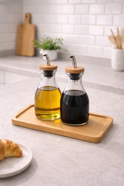 Dikdörtgen Sunum Tepsisi Bambu Organizer Ve Yağdanlık Altlığı Yemek Tabağı 22,5 cm