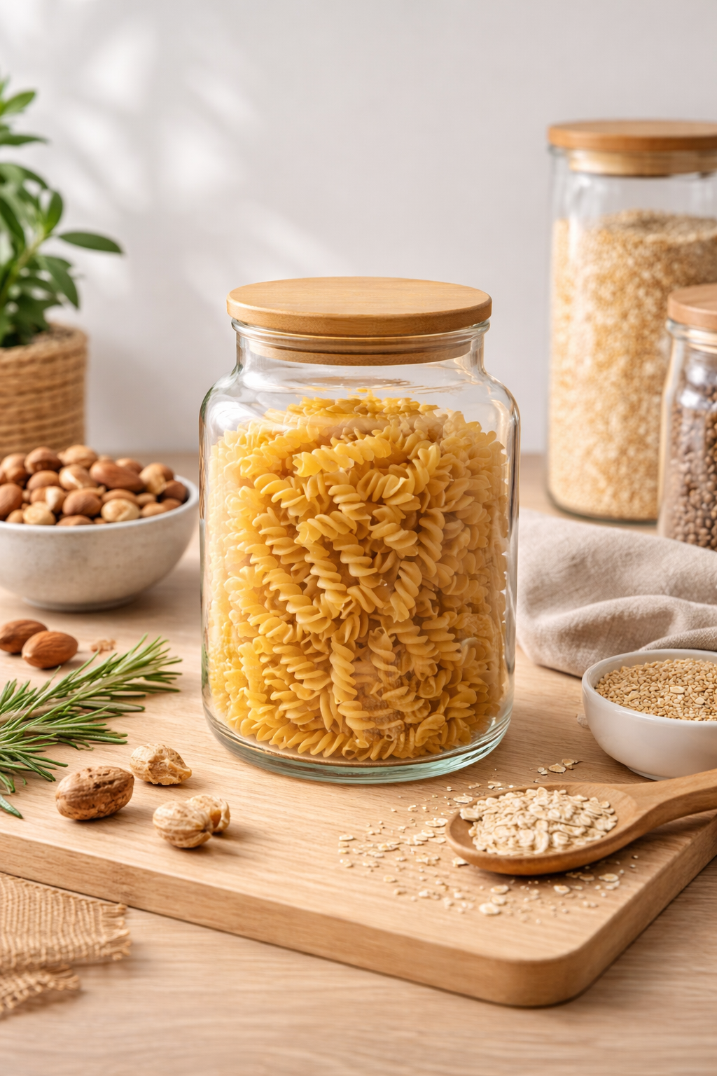 Fiona - 12'li Vakumlu Bambu Kapaklı Orta Boy 900 ml Kavanoz Takımı