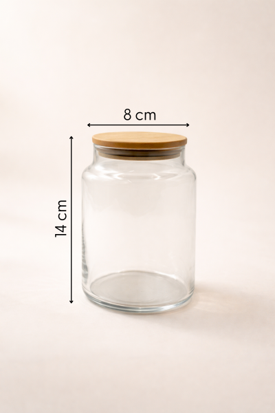 Fiona - 12'li Vakumlu Bambu Kapaklı Orta Boy 900 ml Kavanoz Takımı