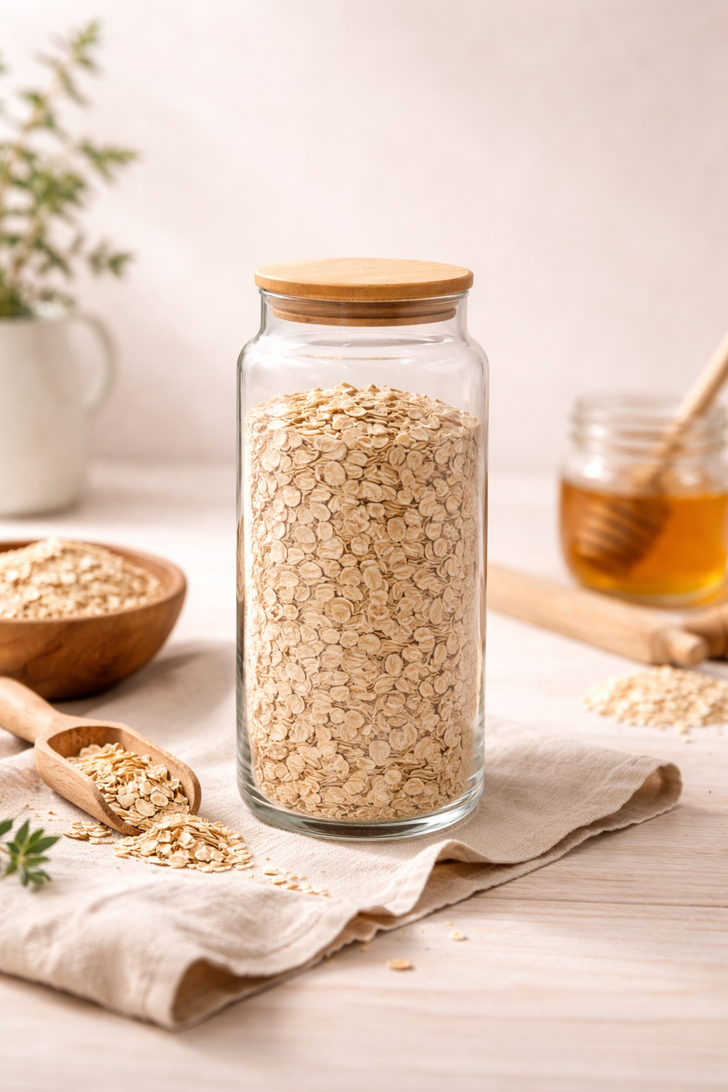 Fiona - 12'li Vakumlu Bambu Kapaklı Büyük Boy 1400 ml Kavanoz Takımı