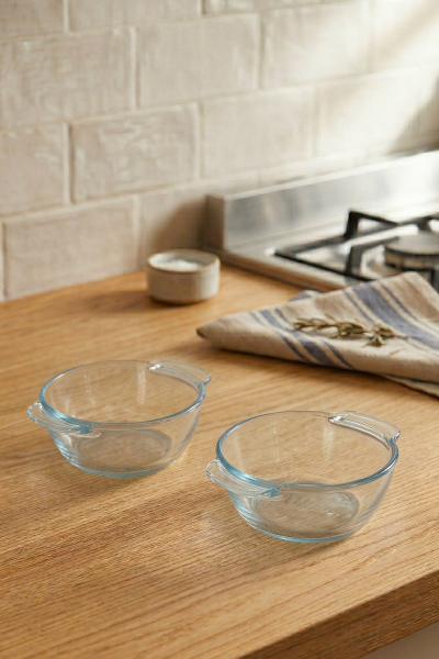 Pyrex - 2'li Isıya Dayanıklı Borcam Kase Çizilmez Sufle Güveç Fırın Kabı 300 ml Yuvarlak