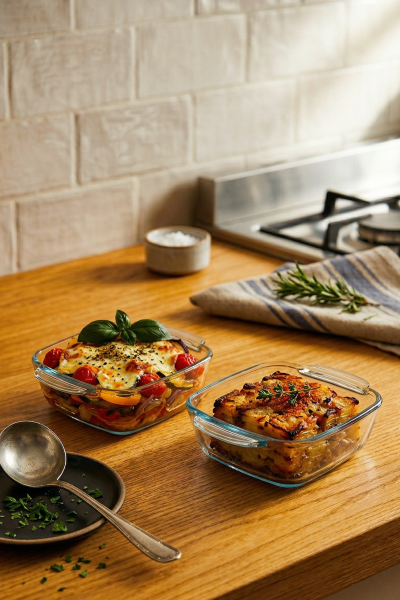 Pyrex - 2'li Isıya Dayanıklı Borcam Kase Çizilmez Sufle Güveç Fırın Kabı 300 ml Kare