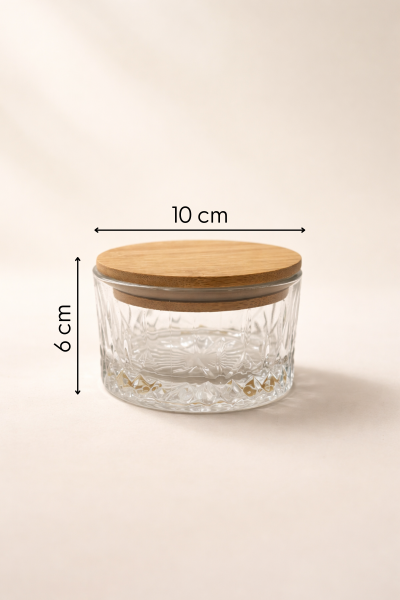 Queen - 4’lü Dikdörtgen Tepsili Bambu Kapaklı Vakumlu Saklama Kabı Çerezlik Kahvaltılık Set 260 ml