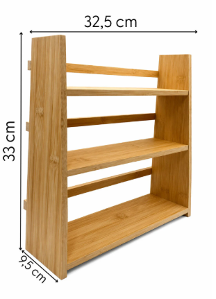 Prime Plus - 3 Katlı 23 Parça Saklama Kabı Organizer Bambu Standlı Baharatlık Seti