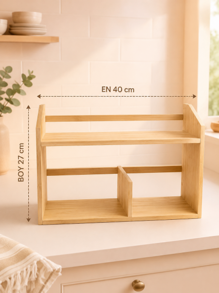 Brio – 2 Katlı Bambu Standlı Cam Baharatlık ve Yağdanlık Seti