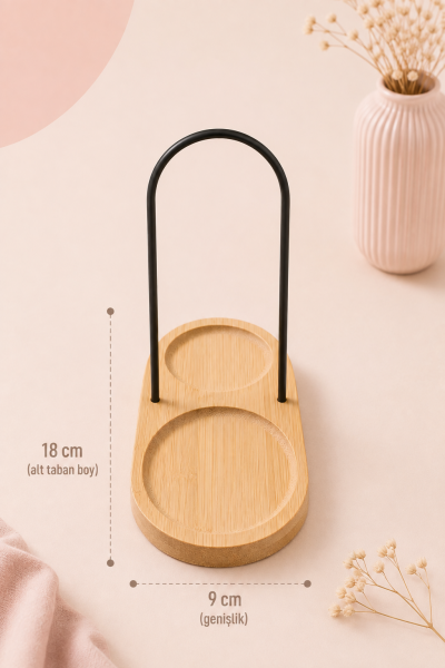 Lago – 2’li Bambu Standlı Cam Yağdanlık Seti – 4’lü Etiket Hediyeli